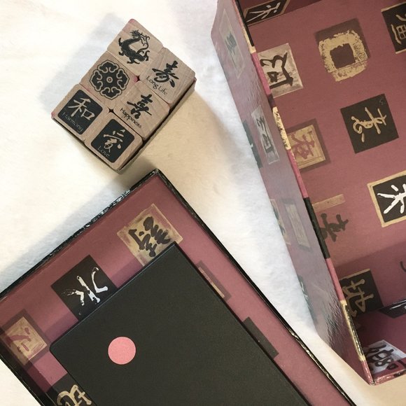 Vintage 90s Wooden Chinese Rubber Stamps + Inkpad + Box - Picture 13 of 15